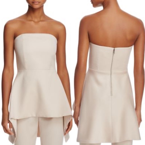 Alice + Olivia Duncan Strapless Peplum Top Pale Size 0 - Picture 1 of 7